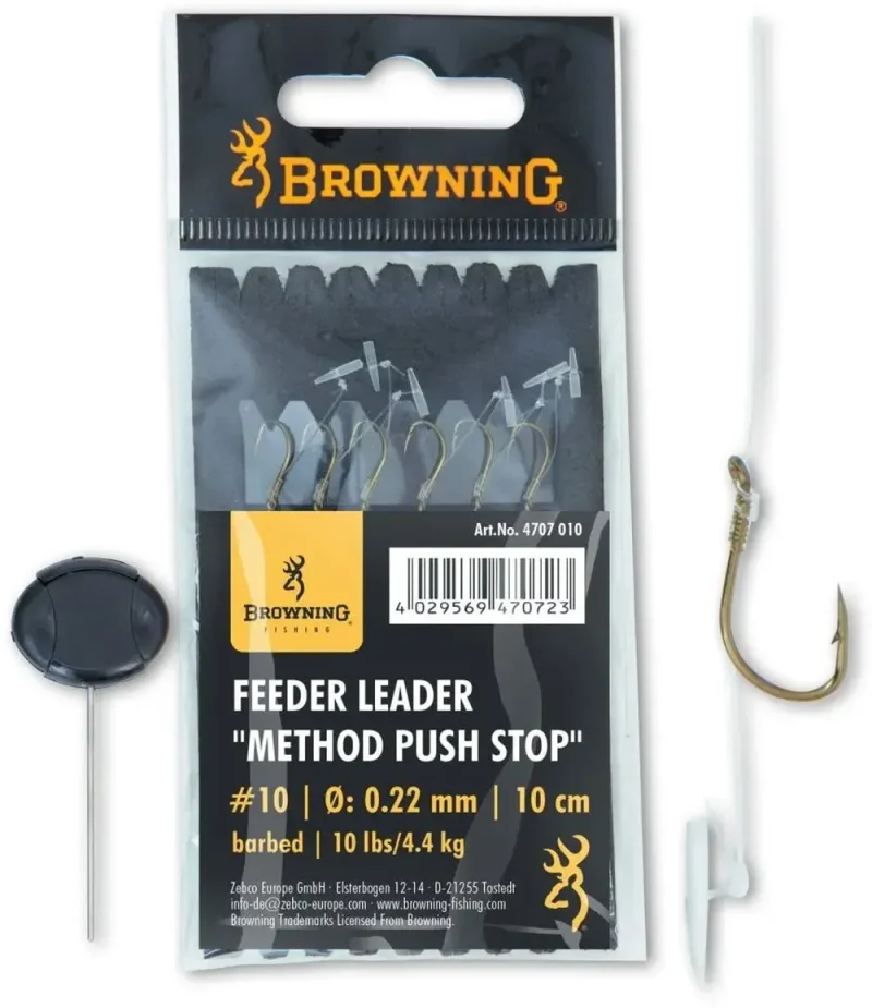 Carlige Legate Browning No.10 10cm 0.22mm Feeder Leader Method Push Stop-Fire intinse