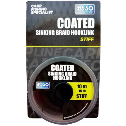 Fir Asso Coated Stiff Sinking Braid Hooklink 45Lb 10m Verde-Fire intinse