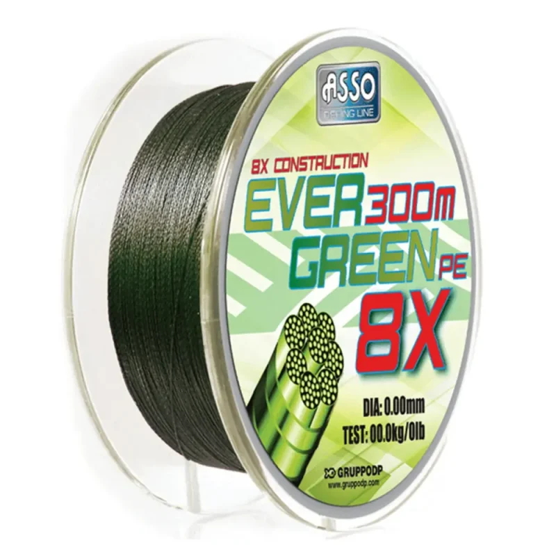 Fir Asso Evergreen PE 8X 0.15mm 11.80kg 130m Verde-Fire intinse