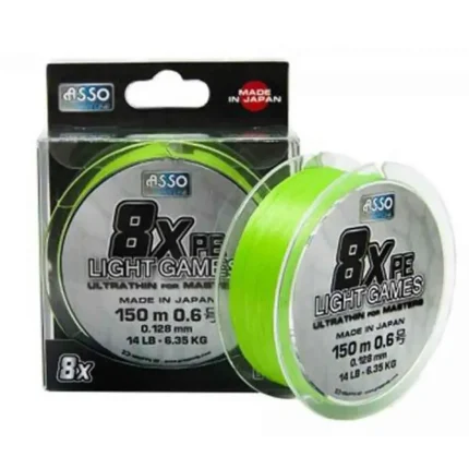 Fir Asso Light Games PE 8x 0.128mm 6.35kg 150m Fluo Chartreuse-Fire intinse