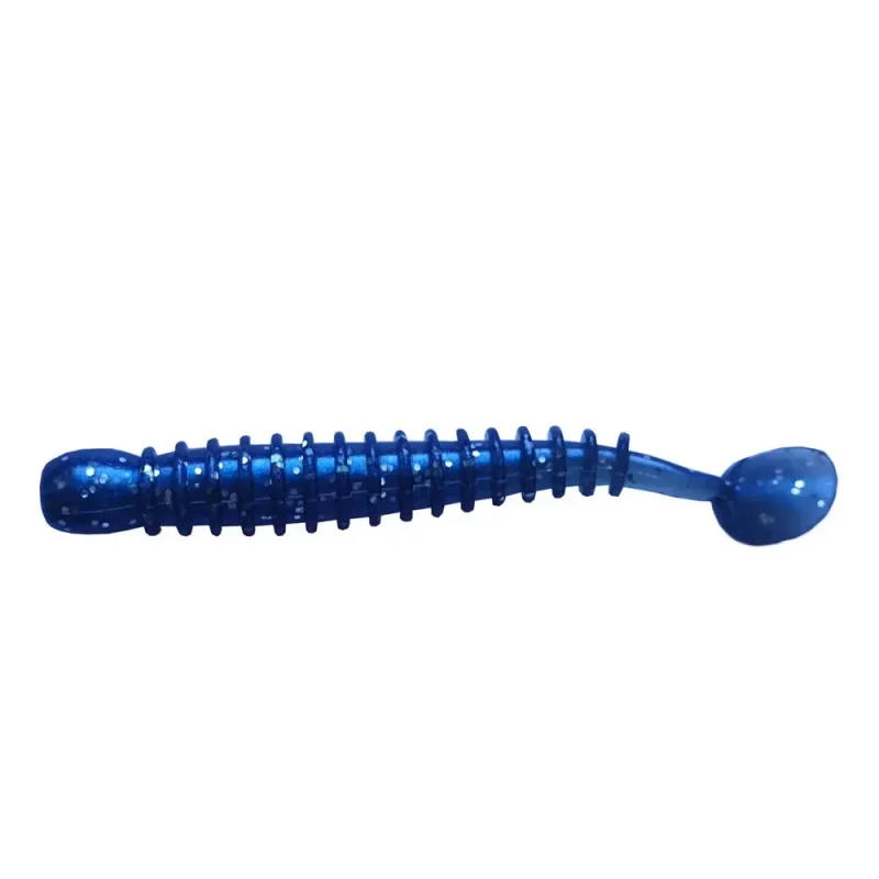 Grub Rock'N Bait Cultiva RB-2 15 Pearl Blue Ring Kick Tail-Fire intinse