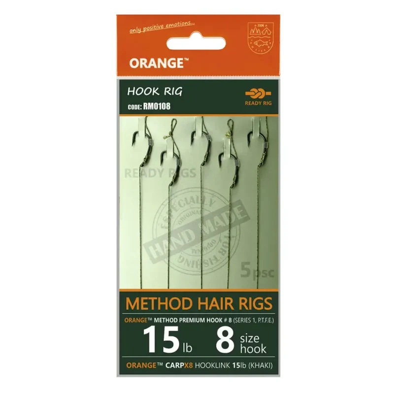 Rig Feeder Orange Series 1 No.12 15Lb Method Hair Rigs-Fire intinse