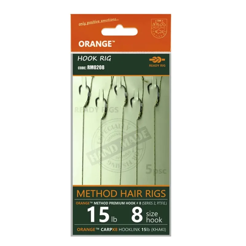 Rig Feeder Orange Series 2 No.8 15Lb Method Hair Rigs-Fire intinse