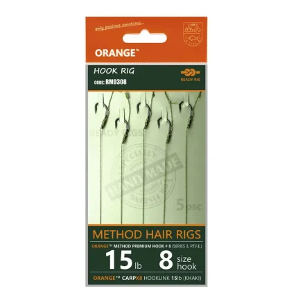 Rig Feeder Orange Series 3 No.10 15Lb Method Hair Rigs-Fire intinse